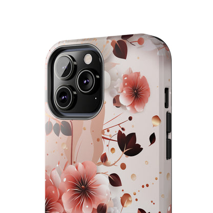 Pretty Pink & White Flowers Pattern Design Tough Phone Case compatible with a large variety of iPhone models, Gift, Phone Case