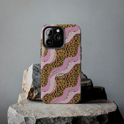 Cheetah Waves with Pink and Gold Design Phone Case- Lightweight, Impact Resistant Cover for iPhone 6, 6s, 12, 13, 14, 15