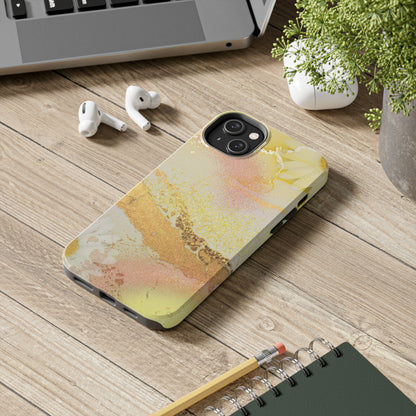 Yellow and Rose Gold Marble design Tough Phone Case compatible with a large variety of iPhone models, Gift, Phone