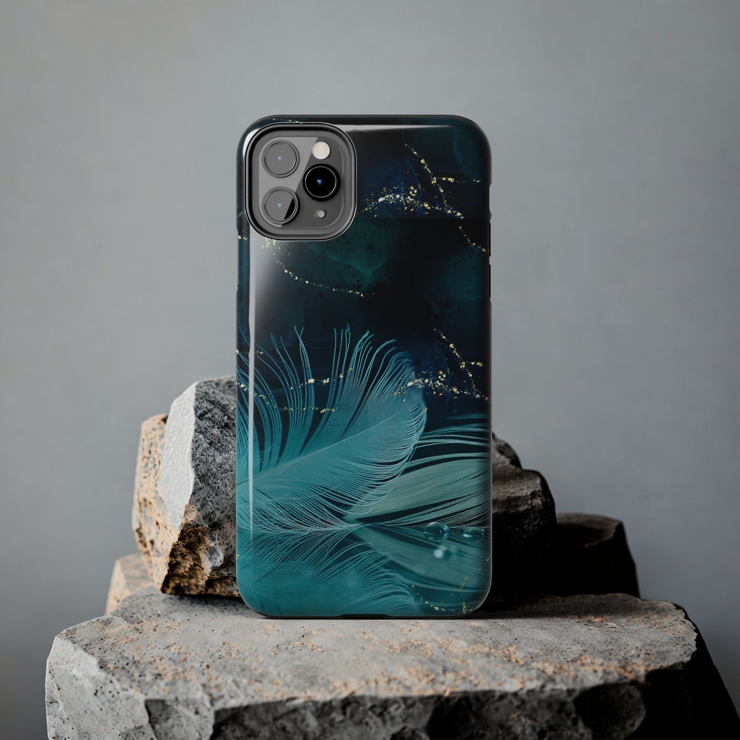 Dreamy Blue Feather design Tough Phone Case compatible with a large variety of iPhone models, Gift, Phone