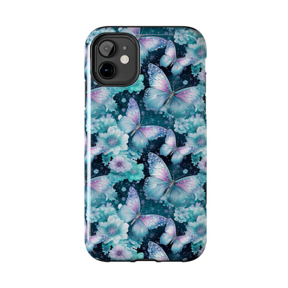 Blue and Purple Butterflies Digital print Design Tough Phone Case compatible with a large variety of iPhone models, Gift, Phone Case