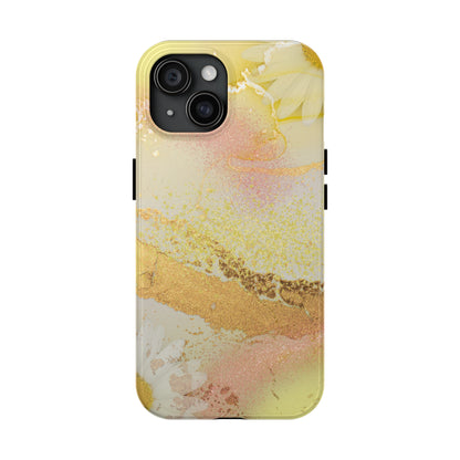 Yellow and Rose Gold Marble design Tough Phone Case compatible with a large variety of iPhone models, Gift, Phone