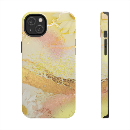 Yellow and Rose Gold Marble design Tough Phone Case compatible with a large variety of iPhone models, Gift, Phone