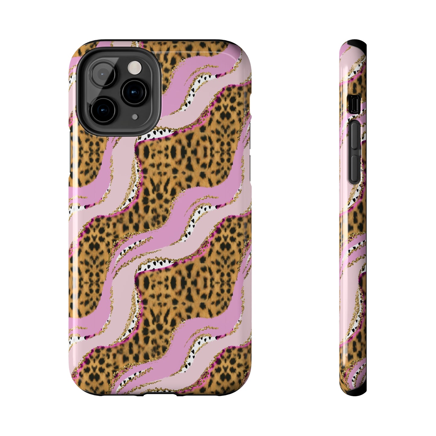 Cheetah Waves with Pink and Gold Design Phone Case- Lightweight, Impact Resistant Cover for iPhone 6, 6s, 12, 13, 14, 15