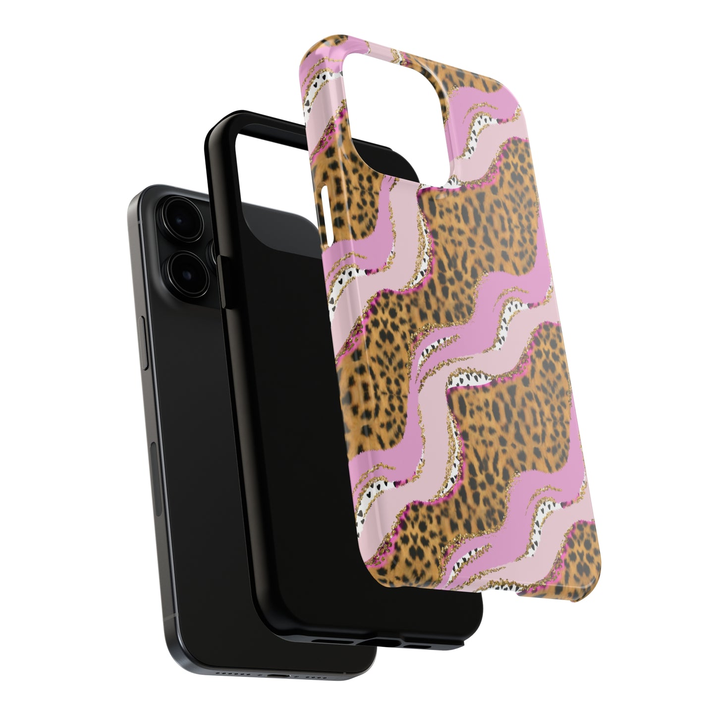 Cheetah Waves with Pink and Gold Design Phone Case- Lightweight, Impact Resistant Cover for iPhone 6, 6s, 12, 13, 14, 15