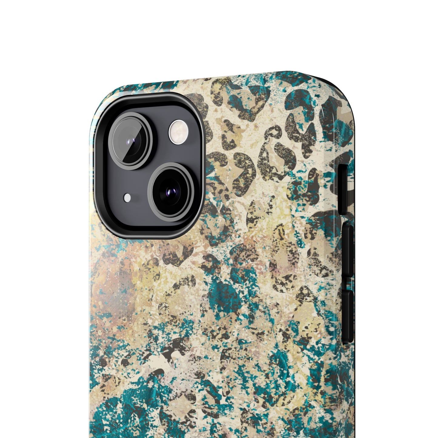 Western Turquoise and Cheetah Design Tough Phone Case compatible with a large variety of phone models, Gift, Phone Case