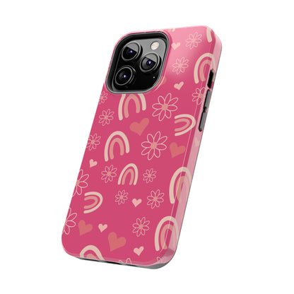 Dark Pink Boho Rainbow print Design Tough Phone Case compatible with a large variety of iPhone models, Gift, Phone Case