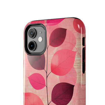 Girly Pink Abstract Leaf Design Tough Phone Case