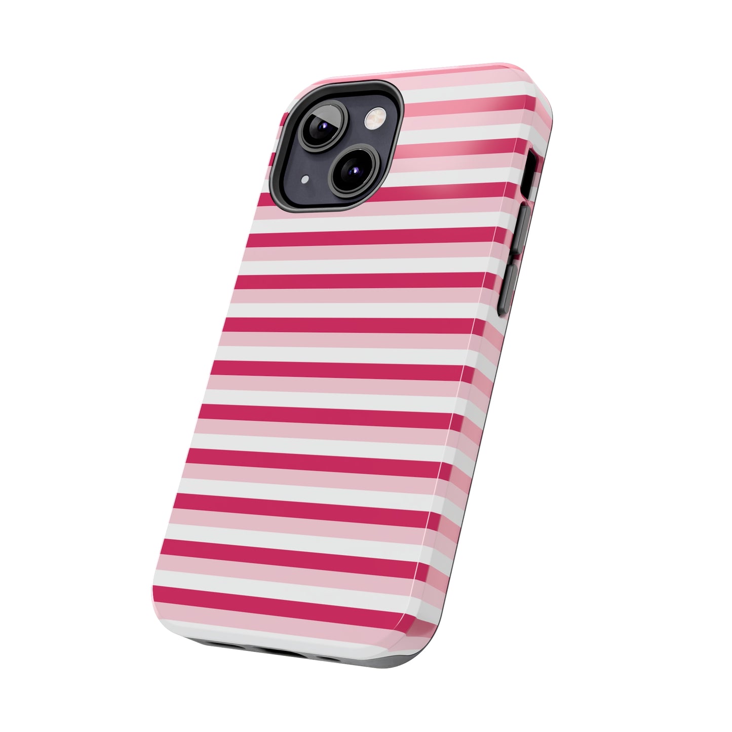 Pink and White Girly Stripe print Design Tough Phone Case compatible with a large variety of iPhone models, Gift, Phone Case