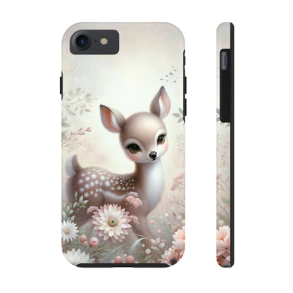 Cute Fawn and Floral print Design Tough Phone Case compatible with a large variety of iPhone models, Gift, Phone Case