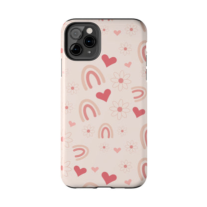 Pink Boho Rainbow print Design Tough Phone Case compatible with a large variety of iPhone models, Gift, Phone Case