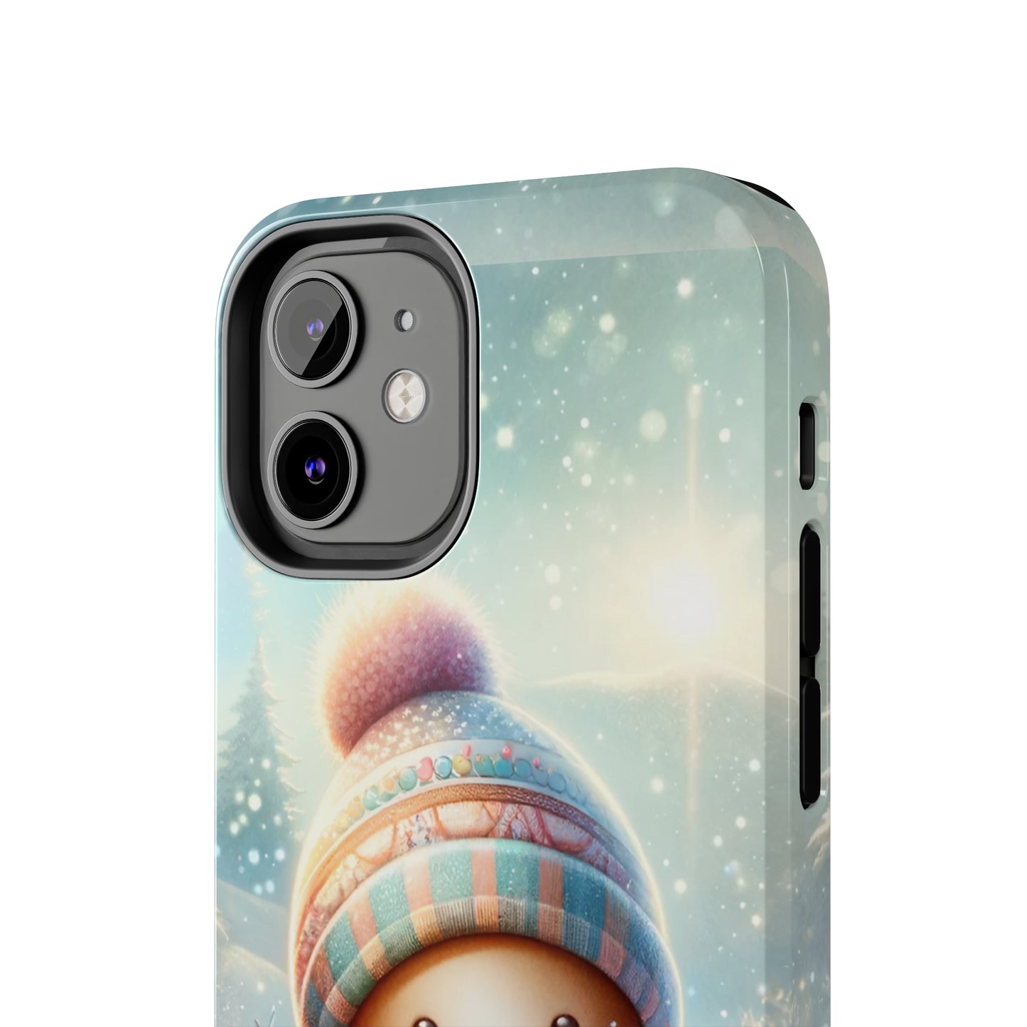 Cute Happy Gingerbread Man in the Snow Pattern Design Tough Phone Case compatible with a large variety of iPhone models, Gift, Phone Case