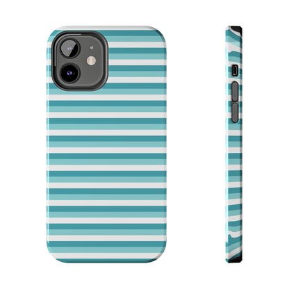 Blue and White Girly Stripe print Design Tough Phone Case compatible with a large variety of iPhone models, Gift, Phone Case