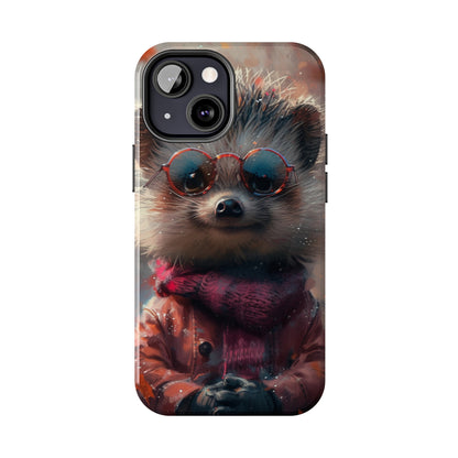 Hedgehog with Glasses and Scarf Design Phone Case- Lightweight, Impact Resistant Cover for iPhone 6, 6s, 12, 13, 14, 15