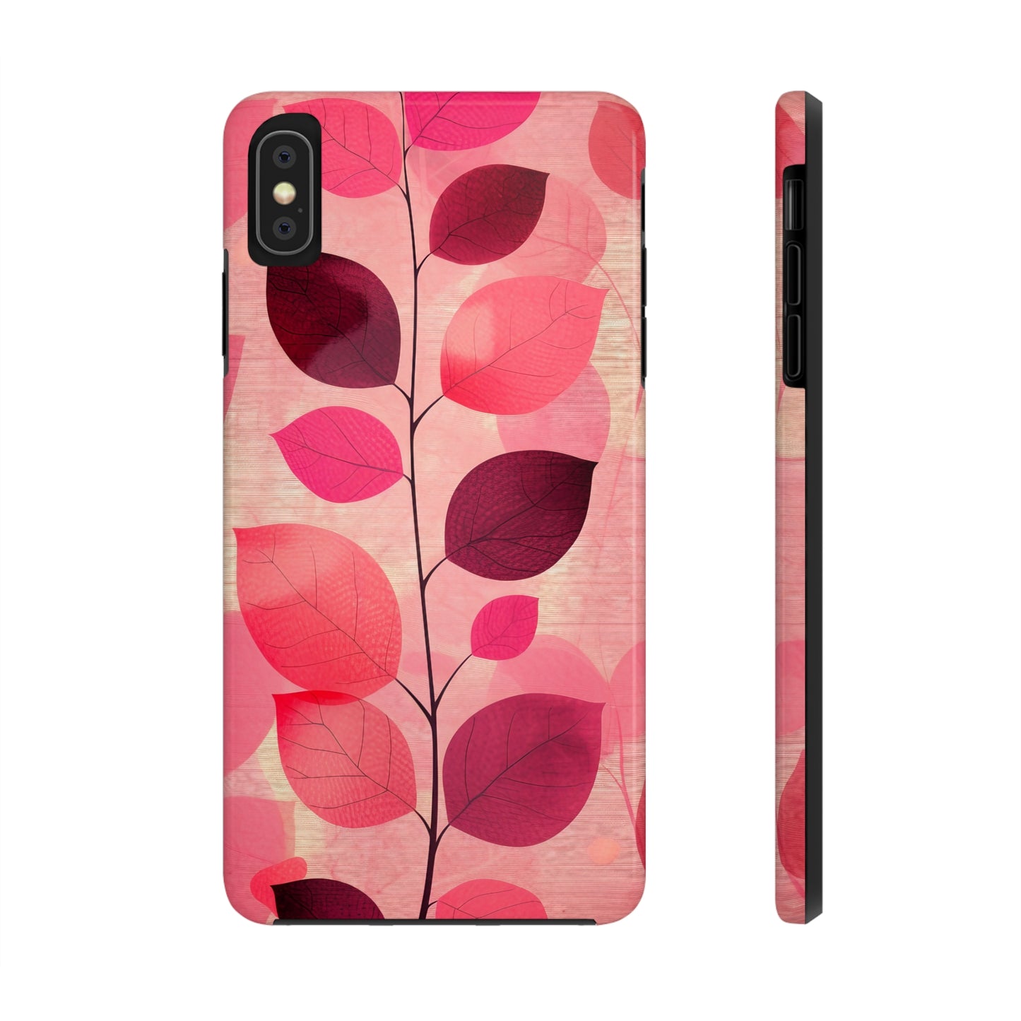 Girly Pink Abstract Leaf Design Tough Phone Case