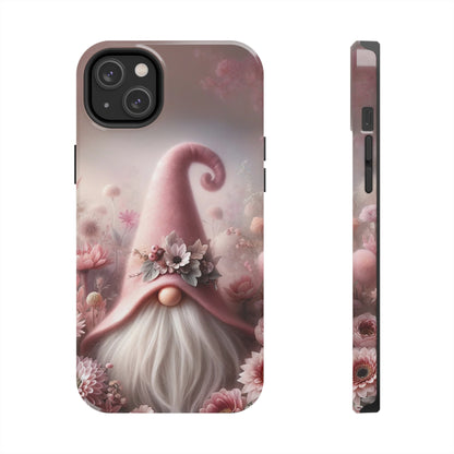 Pink Floral Fantasy Gnome Design Phone Case- Lightweight, Impact Resistant Cover for iPhone 6, 6s, 12, 13, 14, 15