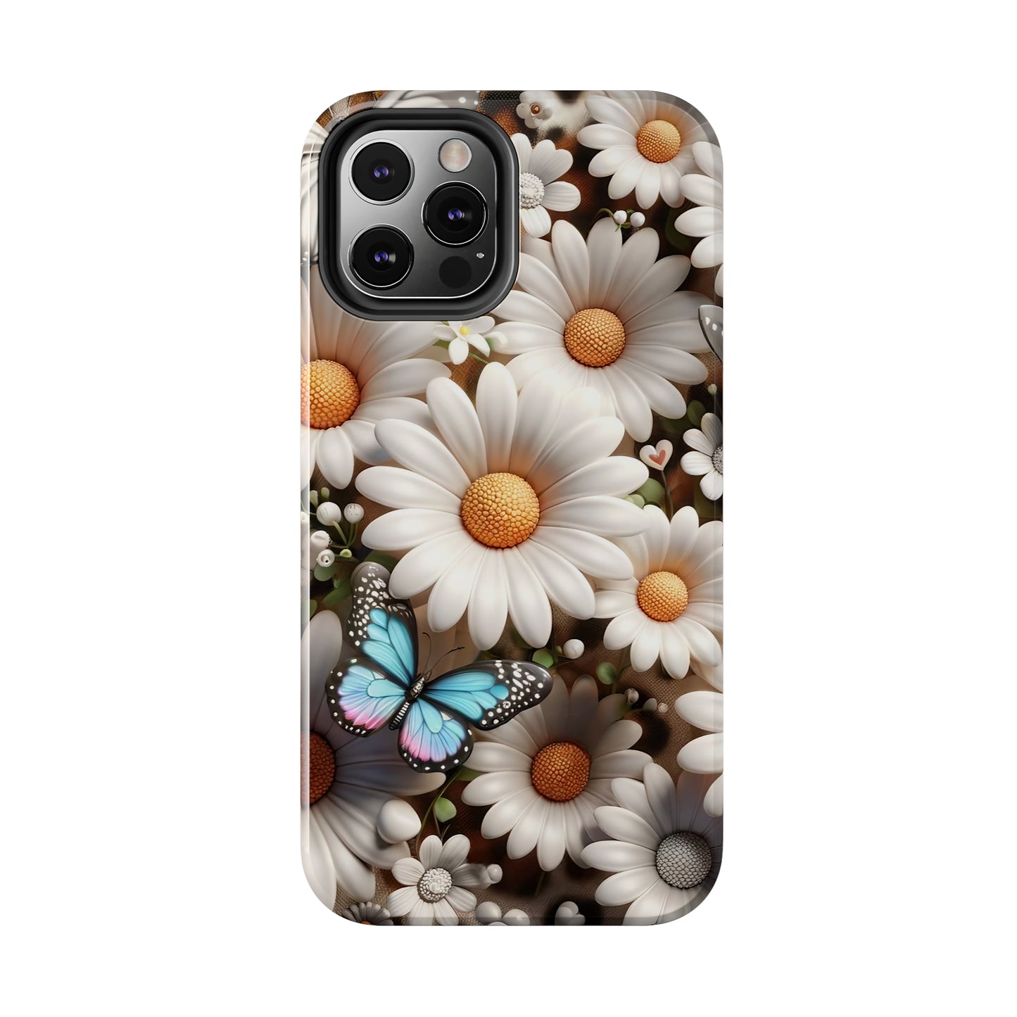 Butterflies, Leopard Print & Daisies Digital print Design Tough Phone Case compatible with a large variety of iPhone models,Gift, Phone Case