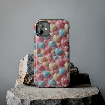 Valentine's Candy Hearts Pattern Design Tough Phone Case compatible with a large variety of iPhone models, Gift, Phone Case