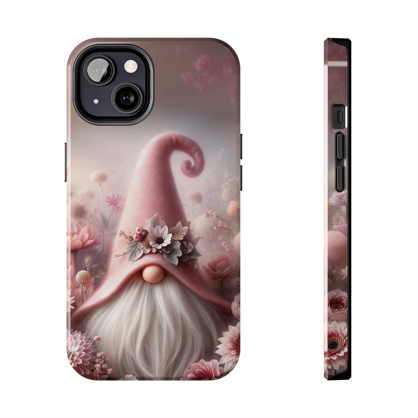 Pink Floral Fantasy Gnome Design Phone Case- Lightweight, Impact Resistant Cover for iPhone 6, 6s, 12, 13, 14, 15