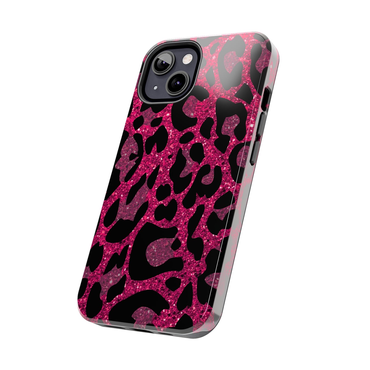 Pink and Black Leopard Design Phone Case- Lightweight, Impact Resistant Cover for iPhone 6, 6s, 12, 13, 14, 15