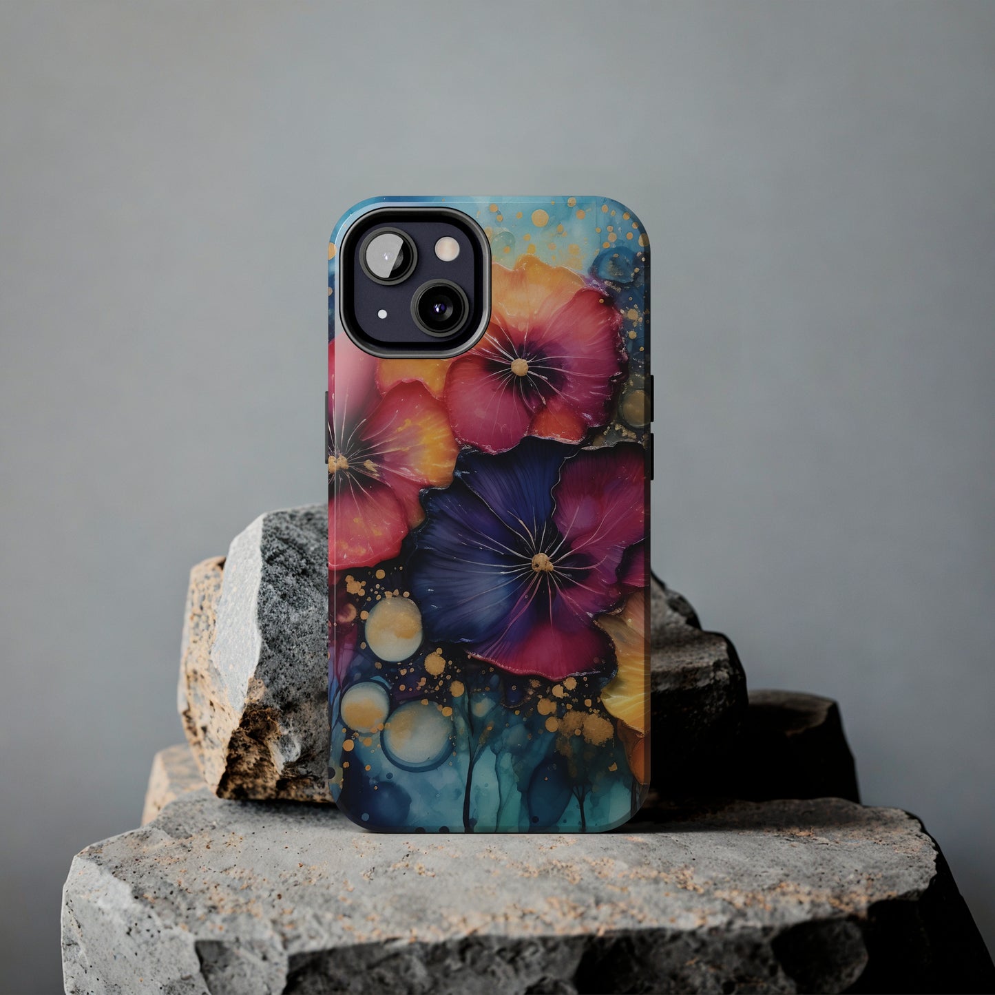 Vibrant 3D Watercolor Flowers print Design Tough Phone Case compatible with a large variety of iPhone models, Gift, Phone Case