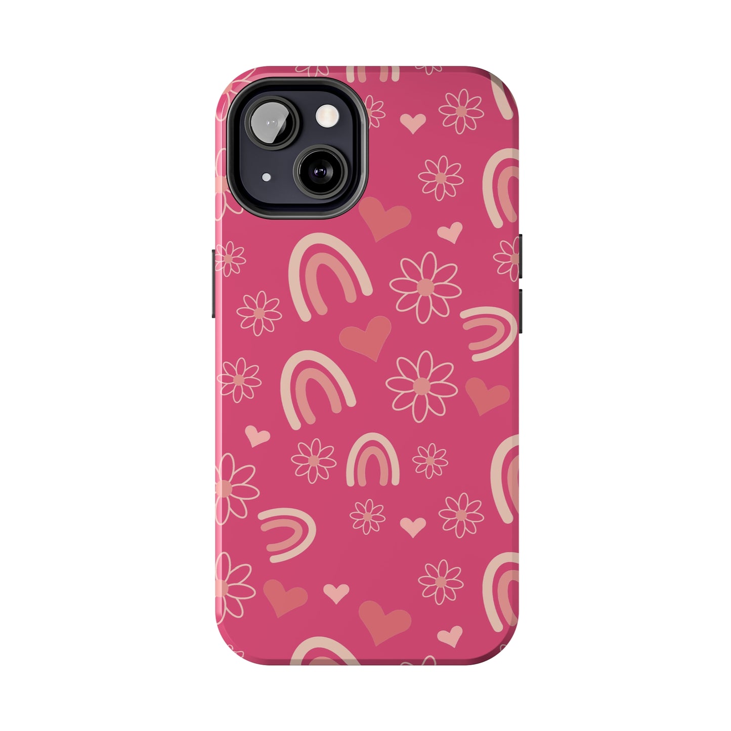 Dark Pink Boho Rainbow print Design Tough Phone Case compatible with a large variety of iPhone models, Gift, Phone Case