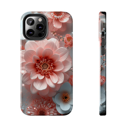 Beautiful 3D Pink & White Floral Design Tough Phone Case.