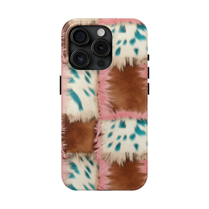 Modern Cowgirl Cowhide Design Pattern Print Tough Phone Case compatible with a large variety of phone models, Phone Case, Gift