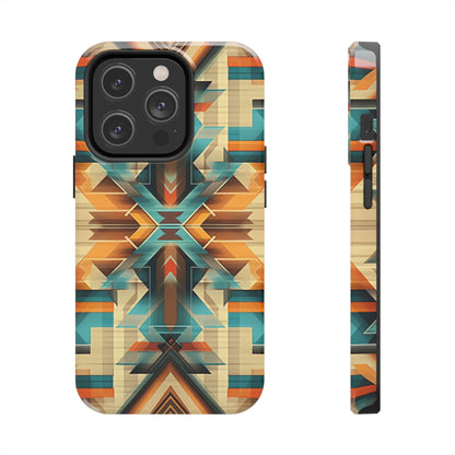 Beautiful Blue and Cream Native American Pattern Design Tough Phone Case compatible with a large variety of iPhone models, Gift, Phone Case