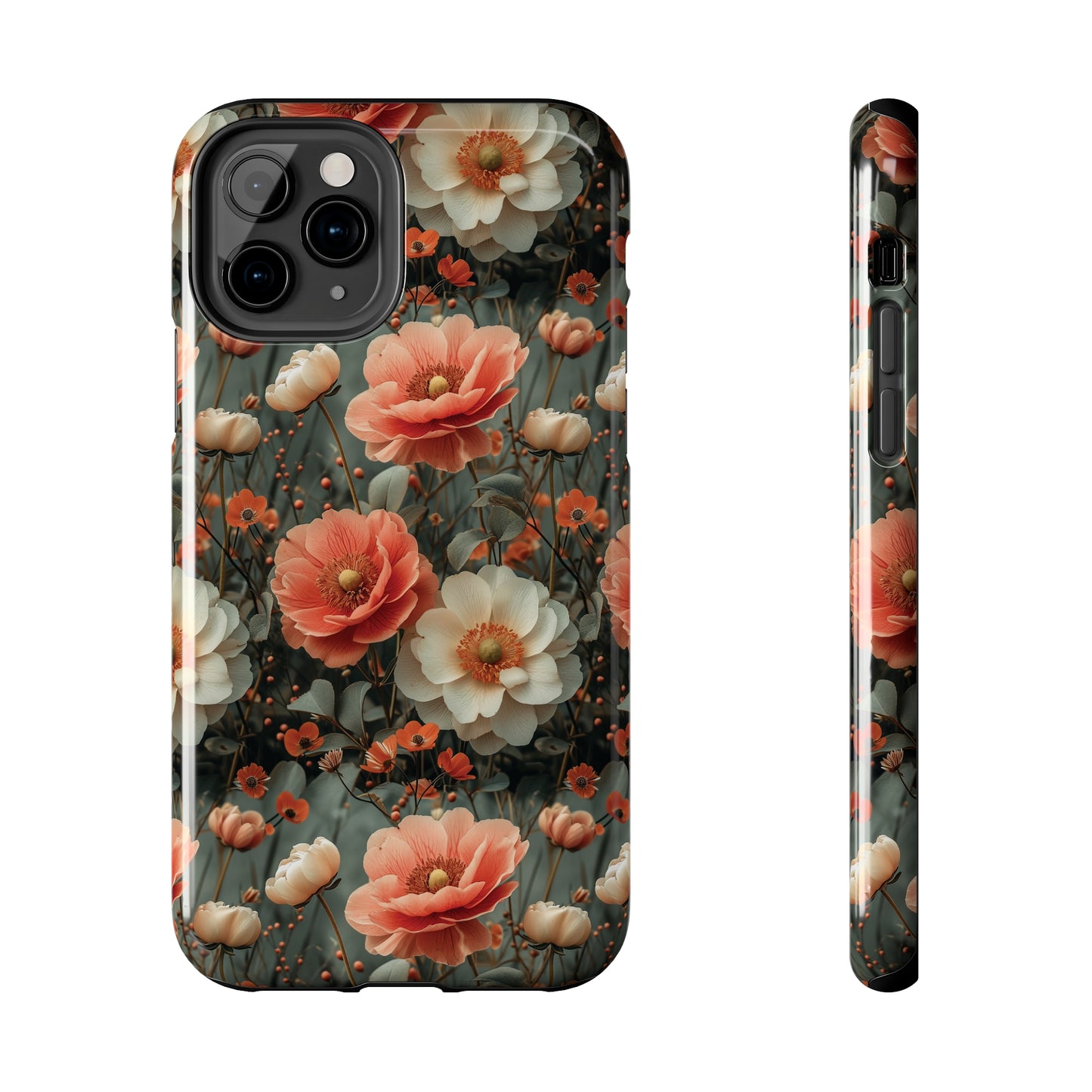 Elegant Peach Flowers Protective Cover, Botanical Garden design Tough Phone Case compatible with a large variety of iphone models