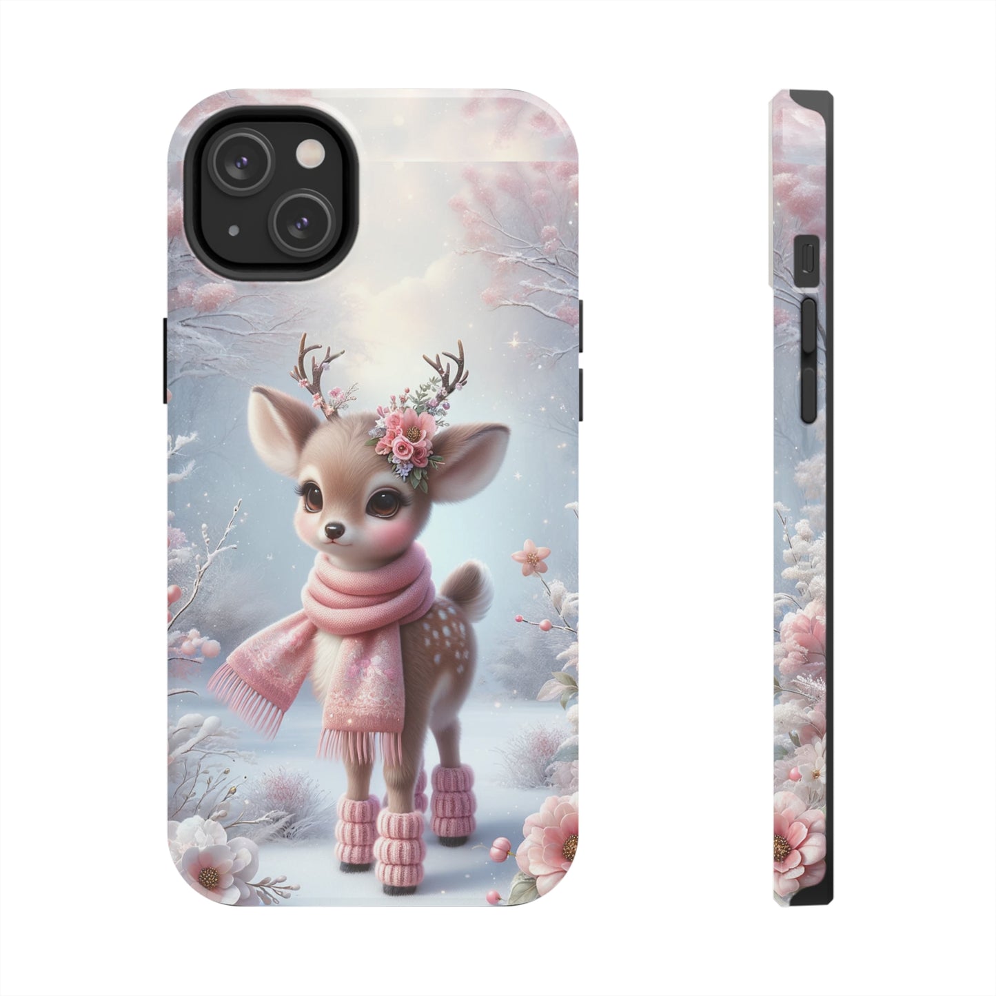 Cute Deer Winter Scene Pattern Design Tough Phone Case compatible with a large variety of iPhone models, Gift, Phone Case