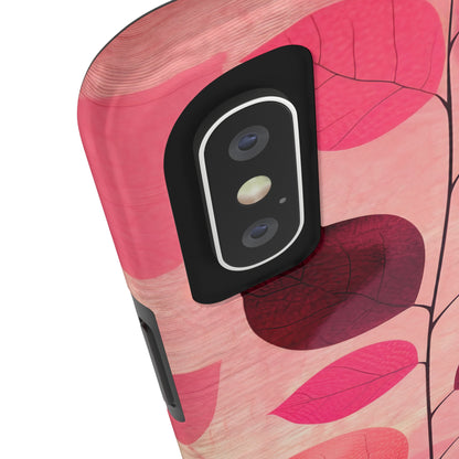 Girly Pink Abstract Leaf Design Tough Phone Case