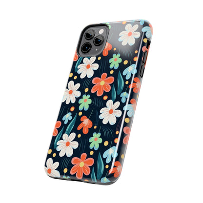 Retro Vibrant Flowers Pattern print design Tough Phone Case compatible with a large variety of phone models, Phone Case, Gift