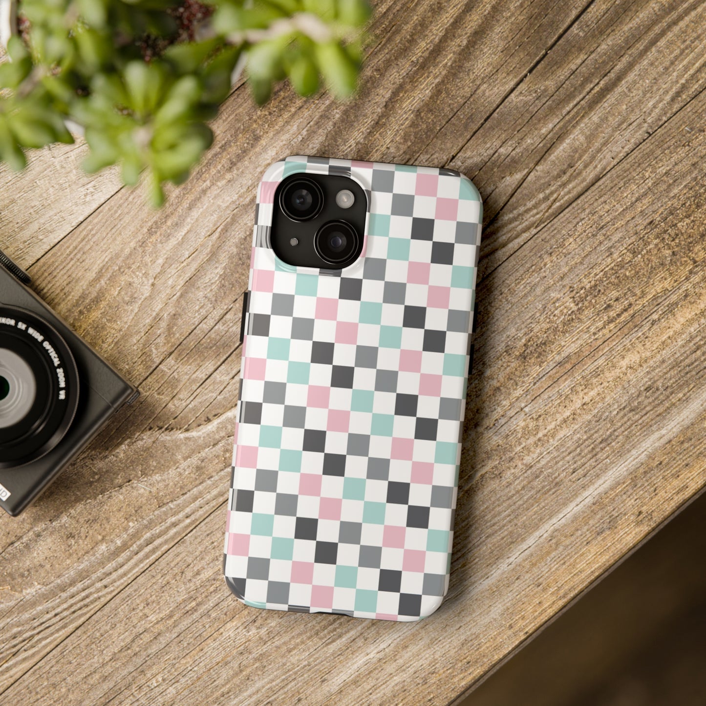 Multicolor Checkerboard print design Tough Phone Case compatible with a large variety of iphone models