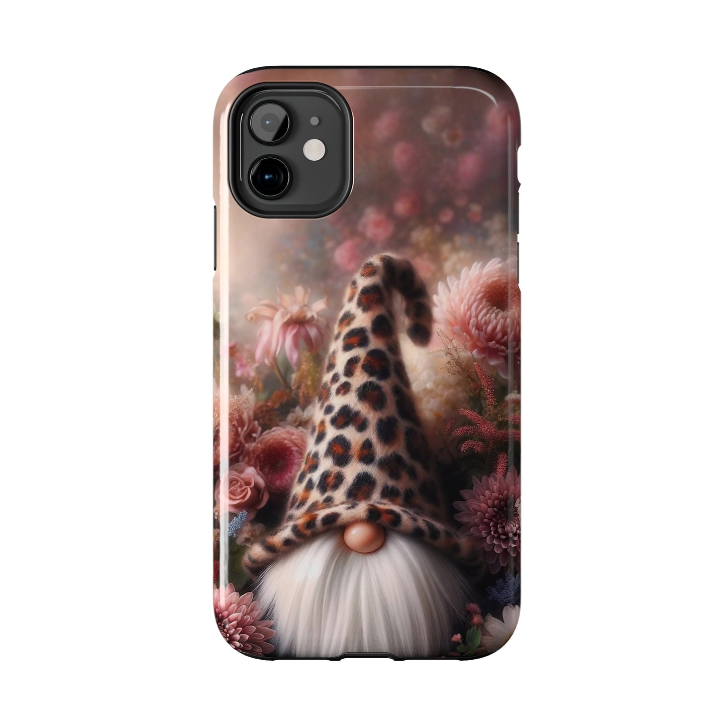 Leopard Print Fantasy Gnome Design Phone Case- Lightweight, Impact Resistant Cover for iPhone 6, 6s, 12, 13, 14, 15