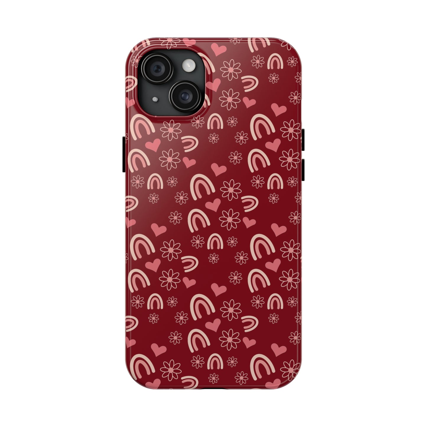 Red Boho2 Rainbow print Design Tough Phone Case compatible with a large variety of iPhone models, Gift, Phone Case