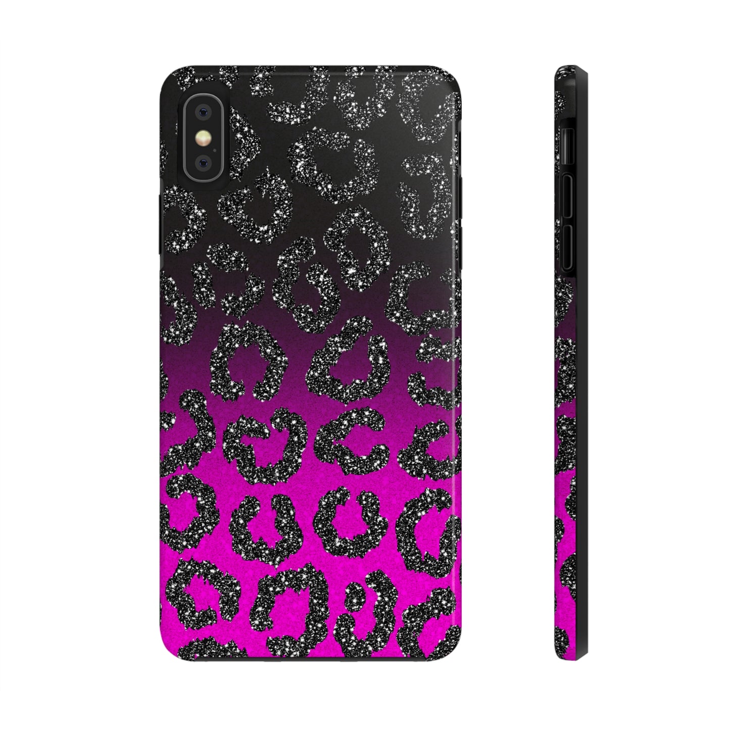 Pink and Black Ombre Leopard Design Phone Case- Lightweight, Impact Resistant Cover for iPhone 6, 6s, 12, 13, 14, 15