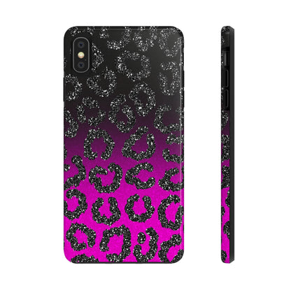 Pink and Black Ombre Leopard Design Phone Case- Lightweight, Impact Resistant Cover for iPhone 6, 6s, 12, 13, 14, 15