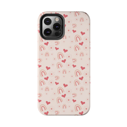 Pink Boho2 Rainbow print Design Tough Phone Case compatible with a large variety of iPhone models, Gift, Phone Case