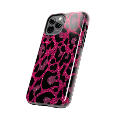 Pink and Black Leopard Design Phone Case- Lightweight, Impact Resistant Cover for iPhone 6, 6s, 12, 13, 14, 15