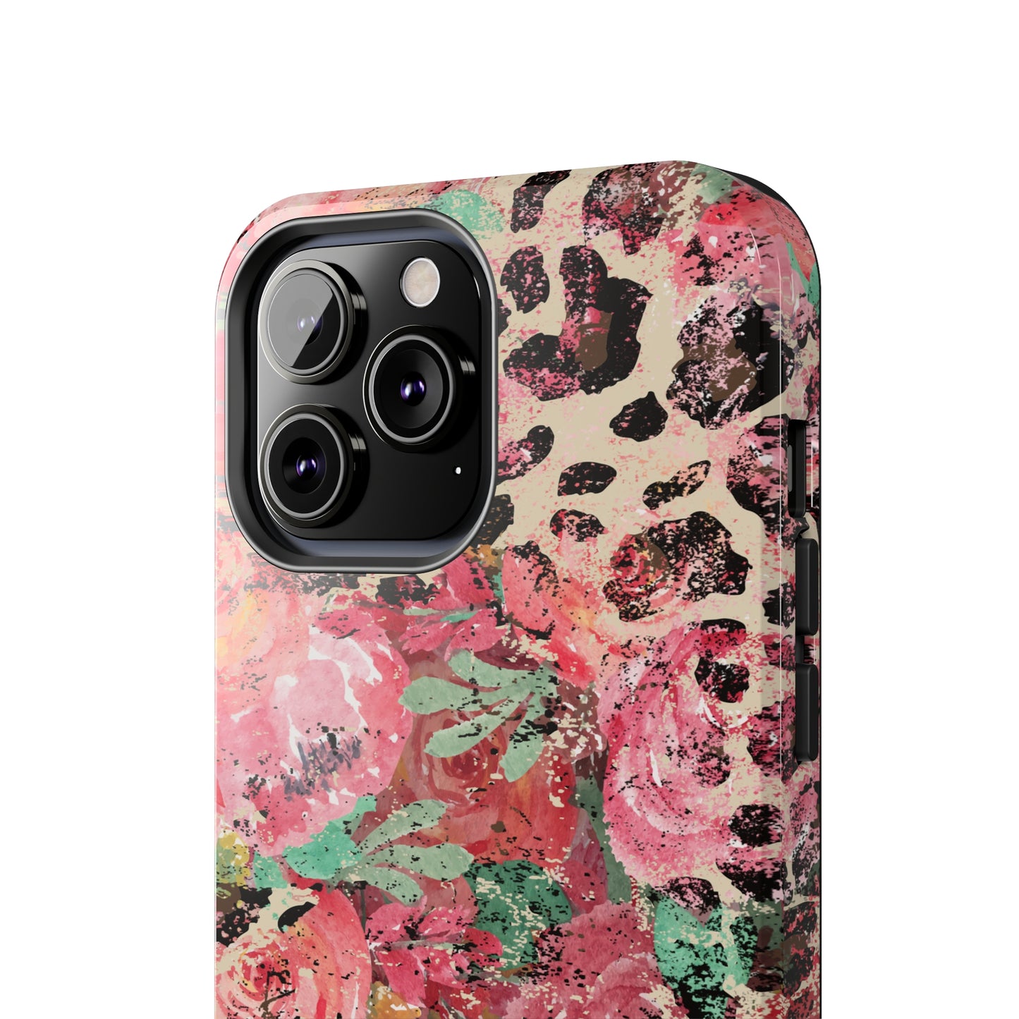 Western Leopard and Pink Roses Design Phone Case- Lightweight, Impact Resistant Cover for iPhone 6, 6s, 12, 13, 14, 15