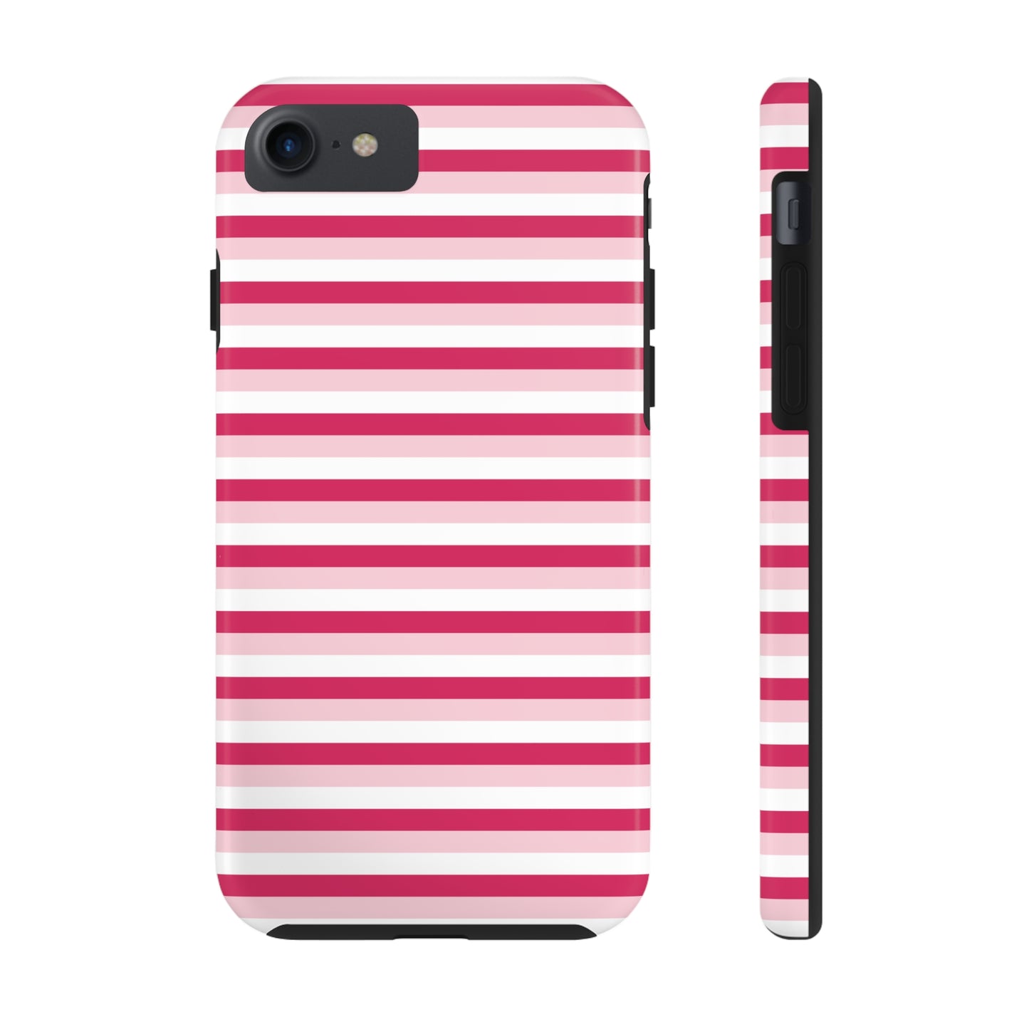 Pink and White Girly Stripe print Design Tough Phone Case compatible with a large variety of iPhone models, Gift, Phone Case