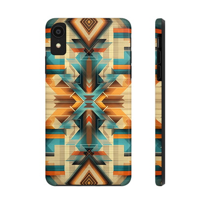 Beautiful Blue and Cream Native American Pattern Design Tough Phone Case compatible with a large variety of iPhone models, Gift, Phone Case