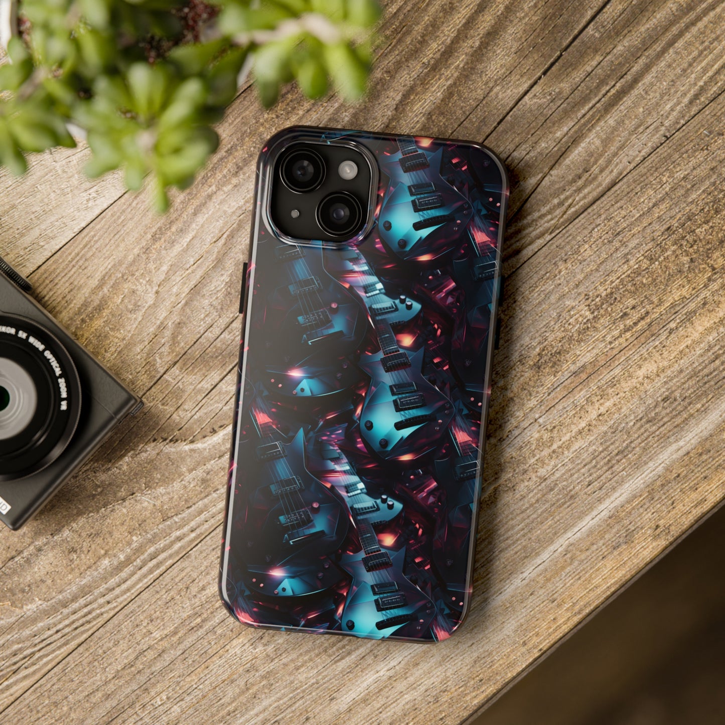 Guitar Pattern Design Tough Phone Case compatible with a large variety of iPhone models, Phone Case, Birthday Gift