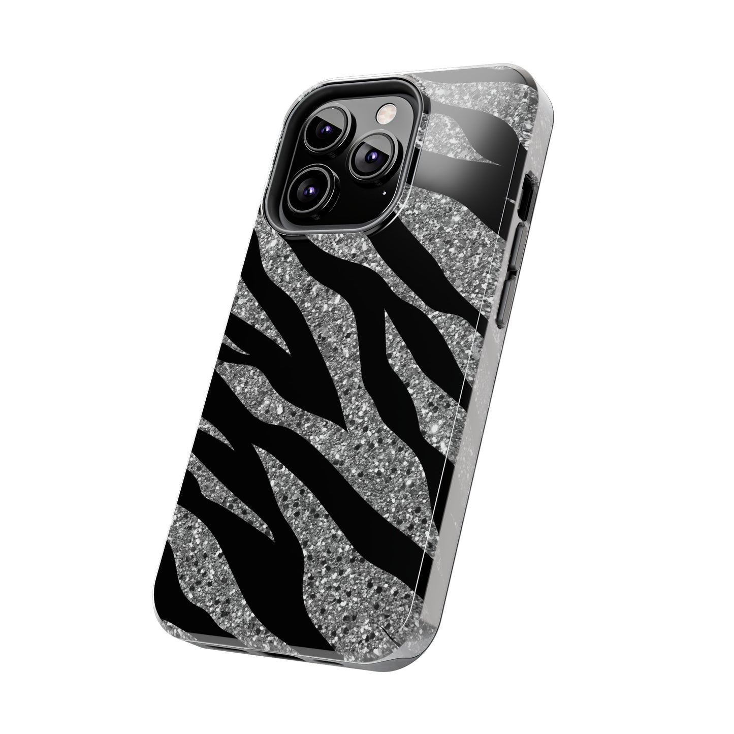 Silver and Black Zebra Print Design  Phone Case- Lightweight, Impact Resistant Cover for iPhone 6, 6s, 12, 13, 14, 15