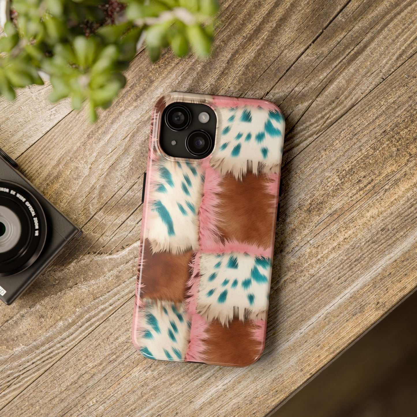 Modern Cowgirl Cowhide Design Pattern Print Tough Phone Case compatible with a large variety of phone models, Phone Case, Gift