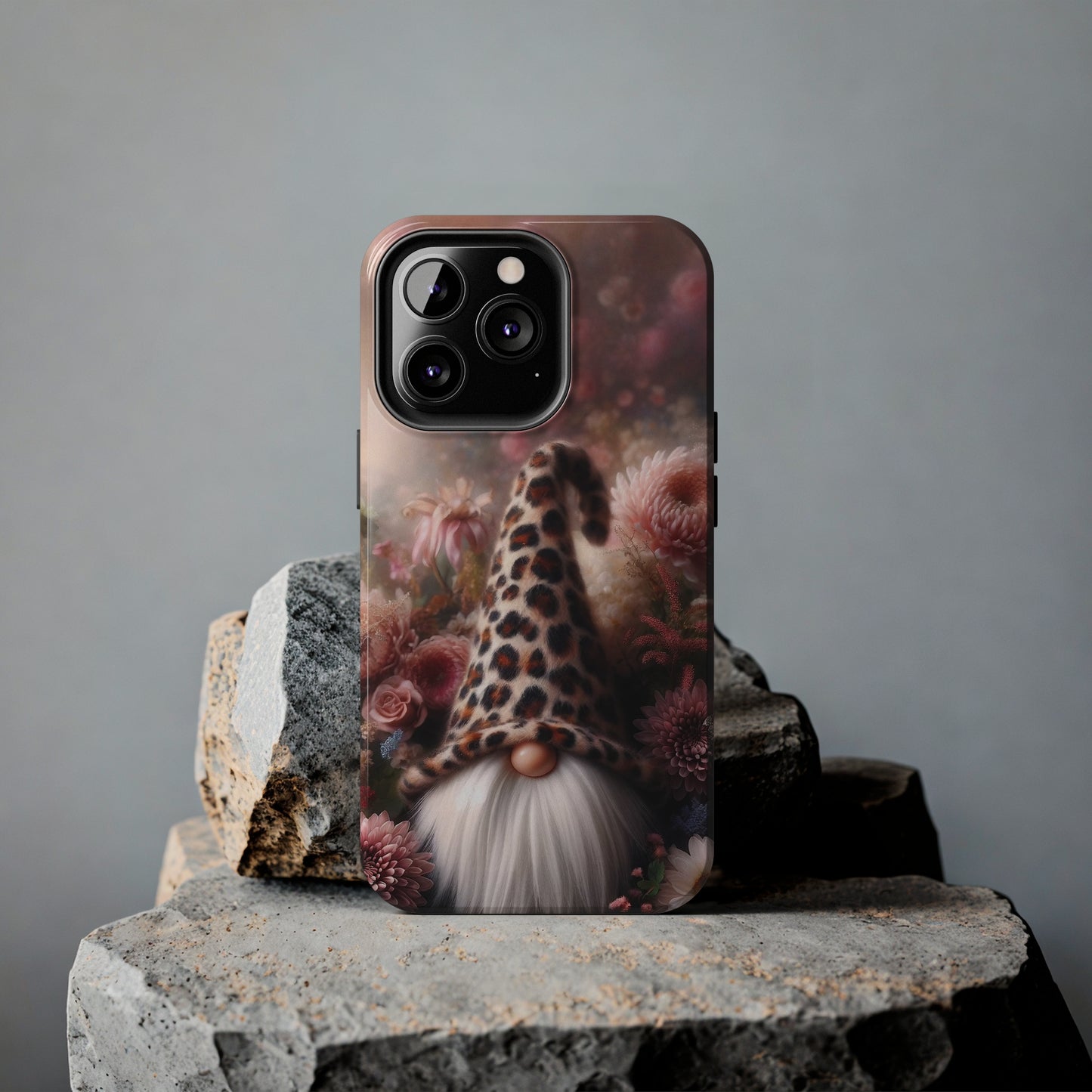 Leopard Print Fantasy Gnome Design Phone Case- Lightweight, Impact Resistant Cover for iPhone 6, 6s, 12, 13, 14, 15