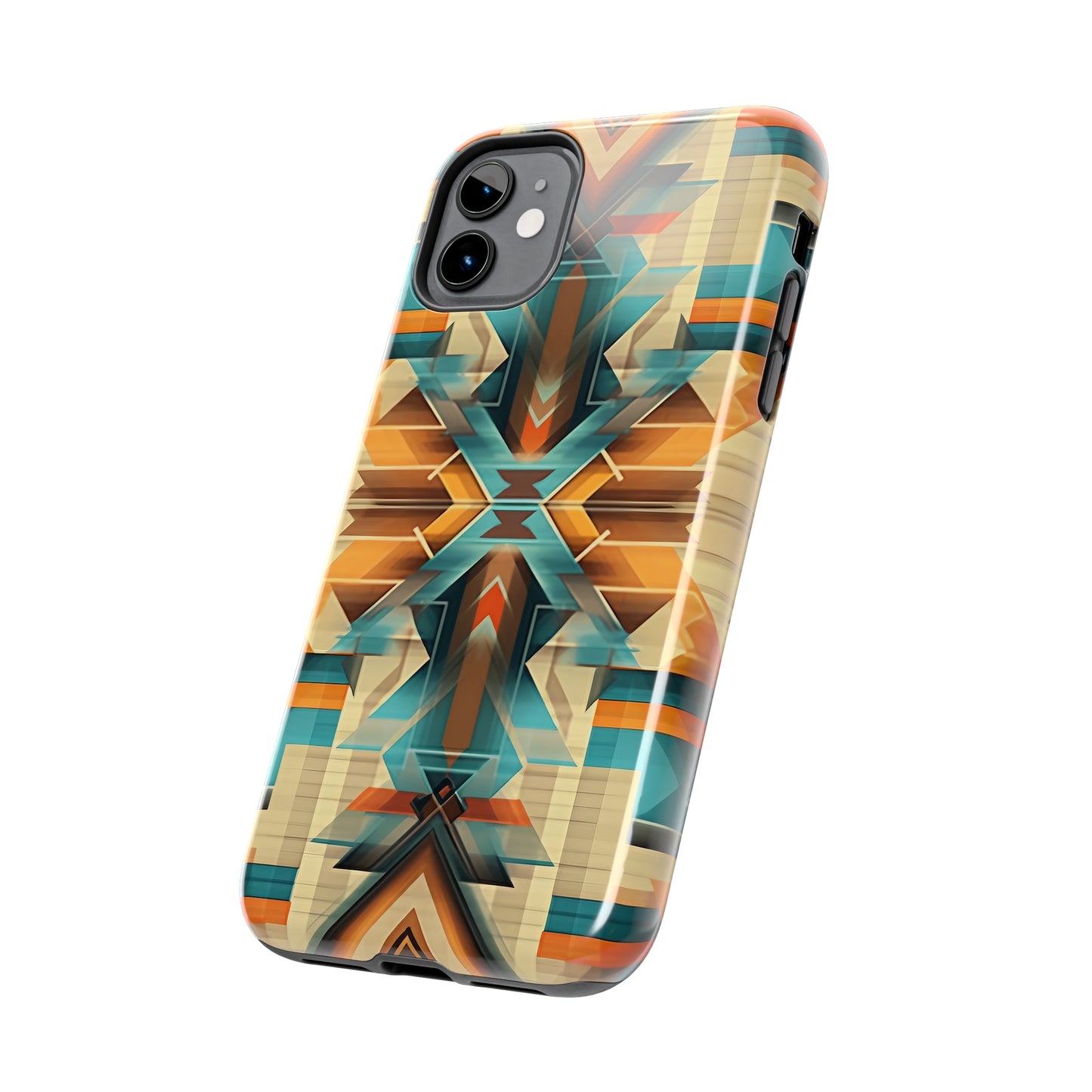 Beautiful Blue and Cream Native American Pattern Design Tough Phone Case compatible with a large variety of iPhone models, Gift, Phone Case