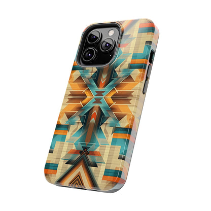 Beautiful Blue and Cream Native American Pattern Design Tough Phone Case compatible with a large variety of iPhone models, Gift, Phone Case