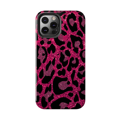 Pink and Black Leopard Design Phone Case- Lightweight, Impact Resistant Cover for iPhone 6, 6s, 12, 13, 14, 15